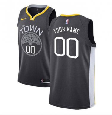 Custom Men's Golden State Warriors Swingman Jersey Black Statement Edition