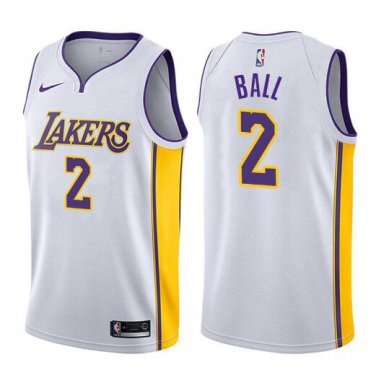Men's Lonzo Ball #2 Los Angeles Lakers Swingman Jersey White Statement Edition