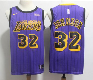 Men's Magic Johnson #32 Los Angeles Lakers 2019/20 Swingman Jersey City Edition Purple