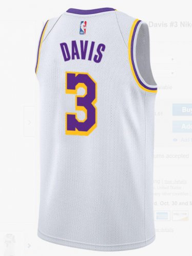 Men's Anthony Davis #3 Los Angeles Lakers Swingman Jersey White Statement Edition