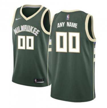 Custom Men's Milwaukee Bucks Swingman Jersey Green Icon Edition