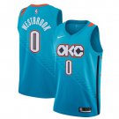 Men's Russell Westbrook #0 Oklahoma City Thunder Swingman Jersey City Edition Turquoise