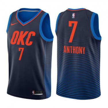 Men's Carmelo Anthony #7 Oklahoma City Thunder Swingman Jersey Navy Statement Edition