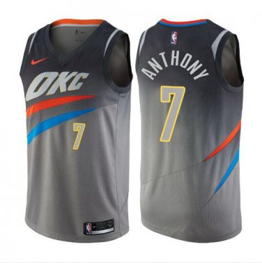 Men's Carmelo Anthony #7 Oklahoma City Thunder Swingman Jersey City Edition Gray