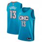 Men's Paul George #13 Oklahoma City Thunder Swingman Jersey City Edition Turquoise