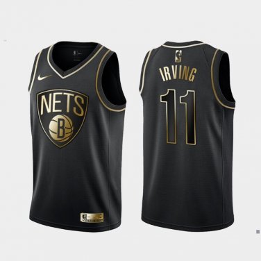 Men's Kyrie Irving #11 Brooklyn Nets Swingman Jersey Black Gold