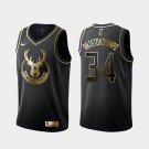 Men's Giannis Antetokounmpo #34 Milwaukee Bucks Swingman Jersey Black Gold