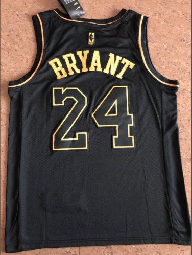 Men's Kobe Bryant #24 Los Angeles Lakers Swingman Jersey Black Gold