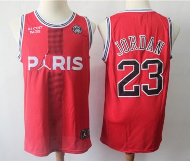 Men's Michael Jordan #23 Paris Jersey Red