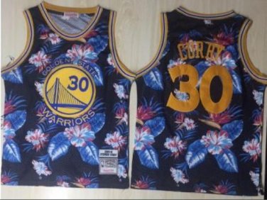Men's Stephen Curry #30 Golden State Warriors Ness Floral Fashion Jersey