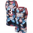 Men's Allen Iverson #3 Philadelphia 76ers Ness Floral Fashion Jersey