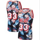 Men's Alonzo Mourning #33 Miami Heat Ness Floral Fashion Jersey