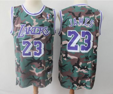 Men's LeBron James #23 Los Angeles Lakers Jungle Camouflage Jersey