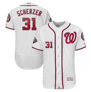 Men's Max Scherzer #31 Washington Nationals 2019 World Series Bound Flex Base Team Jersey White