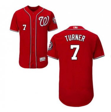 Men's Trea Turner #7 Washington Nationals Flex Base Team Jersey Red