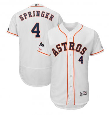 Men's George Springer #4 Houston Astros 2019 Postseason Flex Base Team Jersey White