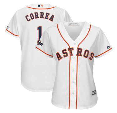 Women's Carlos Correa #1 Houston Astros 2019 Postseason Cool Base Player Jersey White