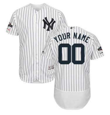 Custom Men's New York Yankees 2019 Postseason Flex Base Team Jersey White