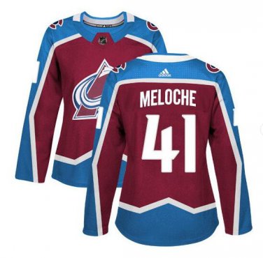 Women's Nicolas Meloche #41 Colorado Avalanche Home Player Jersey Burgundy Size S M L XL XXL