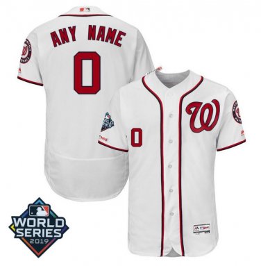 Custom Men's Washington Nationals 2019 World Series Flex Base Home Jersey White