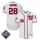 Men's Kurt Suzuki #28 Washington Nationals 2019 World Series Flex Base Home Player Jersey White