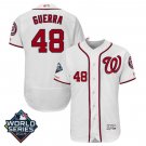Men's Javy Guerra #48 Washington Nationals 2019 World Series Flex Base Home Player Jersey White