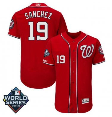 Men's Anibal Sanchez #19 Washington Nationals 2019 World Series Flex Base Home Player Jersey Red