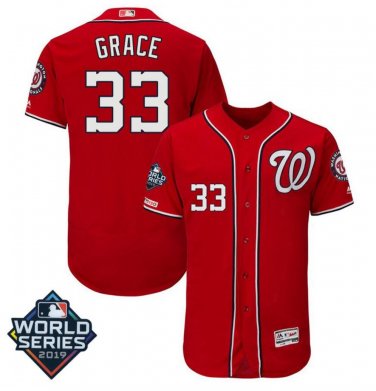 Men's Matt Grace #33 Washington Nationals 2019 World Series Flex Base Home Player Jersey Red