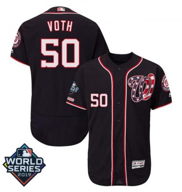 Men's Austin Voth #50 Washington Nationals 2019 World Series Flex Base Home Player Jersey Navy