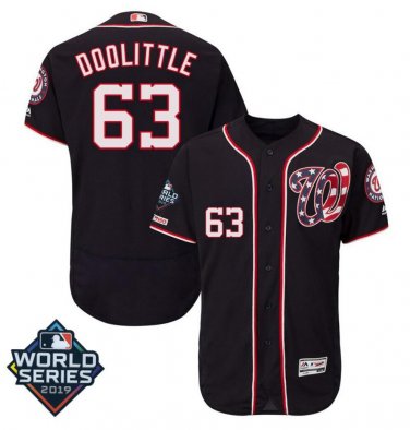 Men's Sean Doolittle #63 Washington Nationals 2019 World Series Flex Base Home Player Jersey Navy