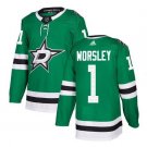 Men's Gump Worsley #1 Dallas Stars Home Player Jersey Kelly Green