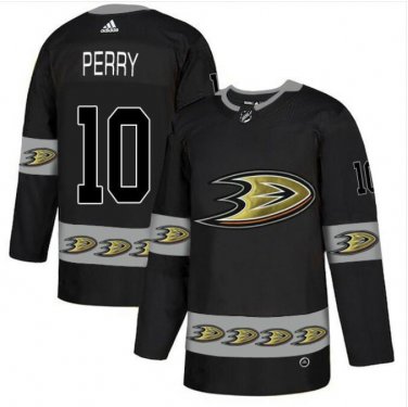 Men's Corey Perry #10 Anaheim Ducks Home Player Jersey Black Team Logos Fashion