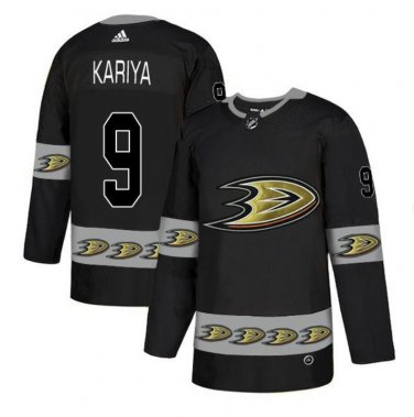 Men's Paul Kariya #9 Anaheim Ducks Home Player Jersey Black Team Logos Fashion