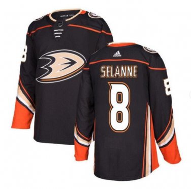 Men's Teemu Selanne #8 Anaheim Ducks Home Player Jersey Black