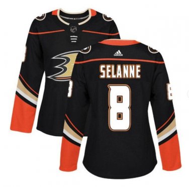 Women's Teemu Selanne #8 Anaheim Ducks Home Player Jersey Black Size S M L XL XXL