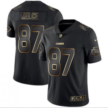 Men's Travis Kelce #87 Kansas City Chiefs Limited Player Jersey Black Gold Edition