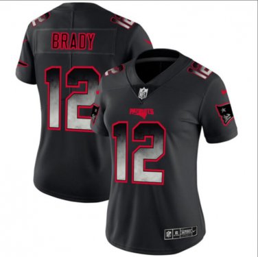 Women's Tom Brady #12 New England Patriots 2019 Limited Player Jersey Black Smoke Fashion