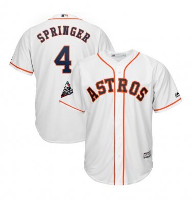 Men's George Springer #4 Houston Astros 2019 World Series Bound Cool Base Player Jersey White
