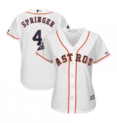 Women's George Springer #4 Houston Astros 2019 World Series Bound Cool Base Player Jersey White