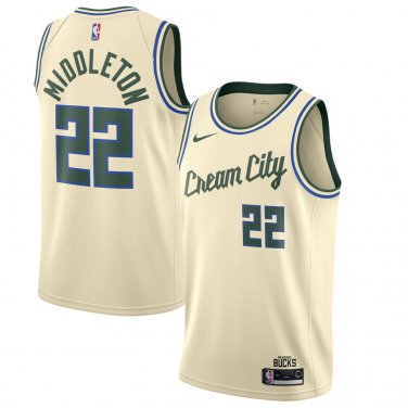 Men's Khris Middleton #22 Milwaukee Bucks 2019/20 Swingman Jersey Cream City Edition