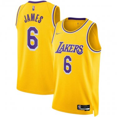 Men's LeBron James #6 Los Angeles Lakers 2021/22 Diamond Swingman Jersey Icon Edition Gold