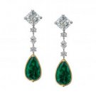 Rafka Silhouette 19.95 Carat Muzo Mine Colombian Emerald, 18 Karat Yellow Gold Earrings﻿