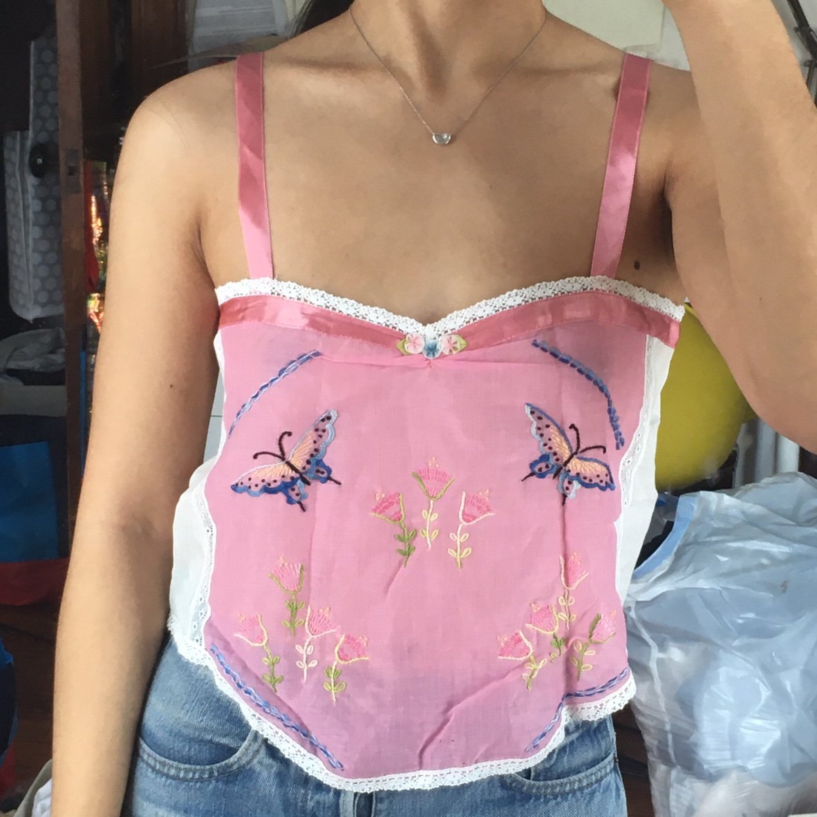 Vintage embroidered tank S M