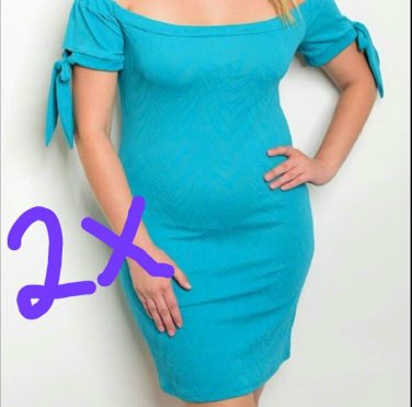 Blue off Shoulders Plus Size Dress Size 2x On Hand