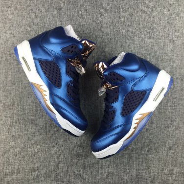 Air Jordan 5 Blue Bronze Tennis Shoes Brand New Authentic