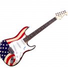 George H.W. Bush Autographed Signed U.S.A. Flag Guitar PSA UACC RD COA AFTAL