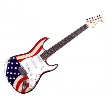 George H.W. Bush Autographed Signed U.S.A. Flag Guitar PSA UACC RD COA AFTAL