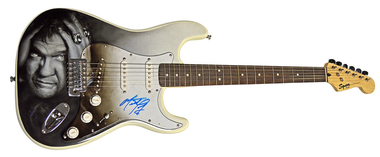 Meat Loaf Autographed Signed Airbrushed Guitar AFTAL UACC RD COA
