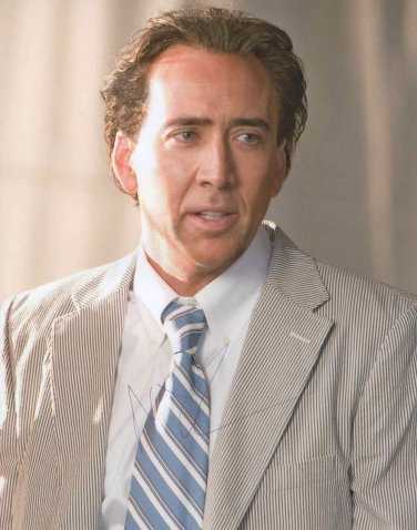 Nicolas Cage Autographed Signed Pin Stripe Suit 11x14 Photo PSA AFTAL
