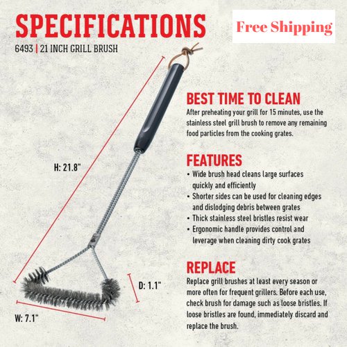 er BBQ Grill Brush 21Inch 3Sided